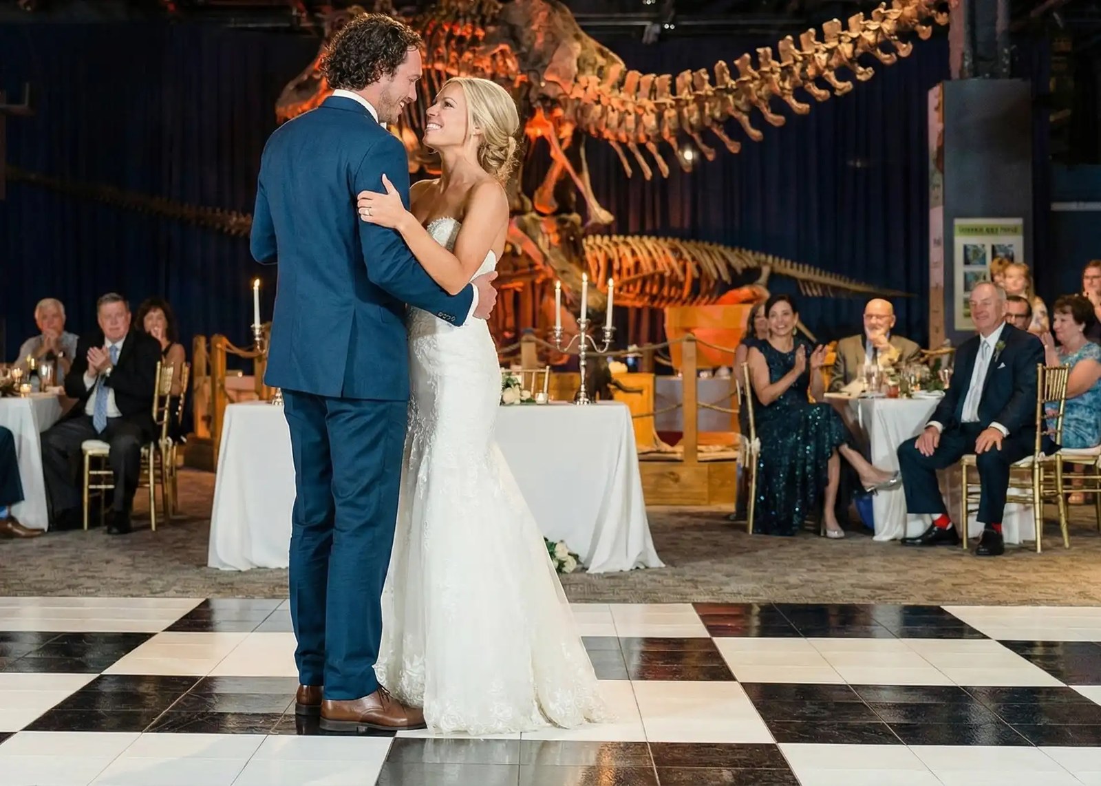 Dance floor rental services overview at a Denver wedding reception